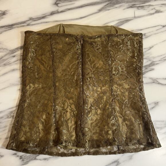 Express All Over Lace Corset Tube Top SZ S Gold Y2K Festival Coquette Fairy - Picture 3 of 4